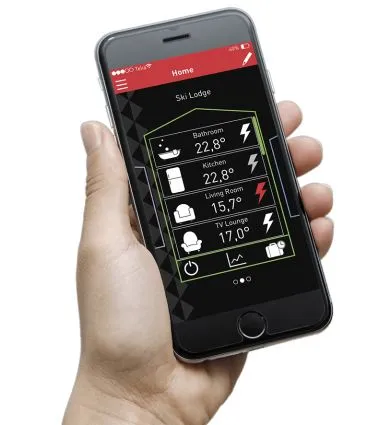 Mobile phone showing the Raychem Senz app